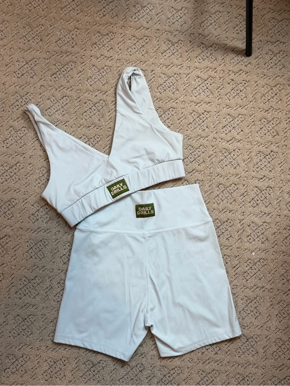 Light Blue Active Set with Matching Bra & Biker Shorts